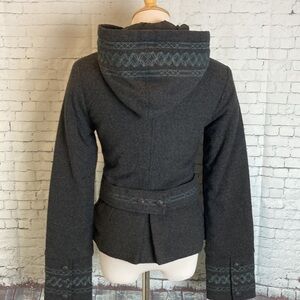 Stewart Brown Surp Boiled Wool Blend Embroidered Hooded Bohemian Coat S Austria